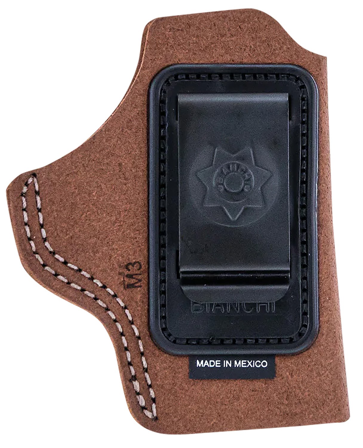 Bianchi 18026 6C IWB Tan Leather Belt Clip Compatible with Glock 19/23/26/27/36 Right Hand