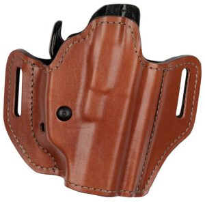 Blackhawk Bianchi 38351 Allusion Assent Pro-Fit OWB Size 13 Tan Leather Belt Slide Compatible with Glock 17/22/Springfield XDS/Ruger American Pistol