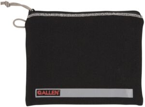 Allen Company 3628 Pistol Pouch Black Polyester with Lockable Zippers, ID Label & Fleece Lining Holds Full Size Handgun 7" L X 9" W Interior