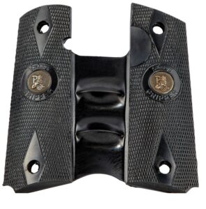 Lyman Pachmayr 05008 Signature Grip Checkered Black Rubber with Finger Grooves for 1911
