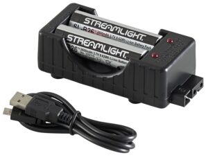 Streamlight 22010 18650 Battery Charger with Batteries Black 18650 Li-Ion Rechargeable Battery