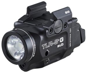 Streamlight 69437 TLR-8 with Laser Black Anodized, Green Laser 5.0 mW/500 Lumens Output 510-530nm Wavelength, Fits Sig Sauer P365/P365XL