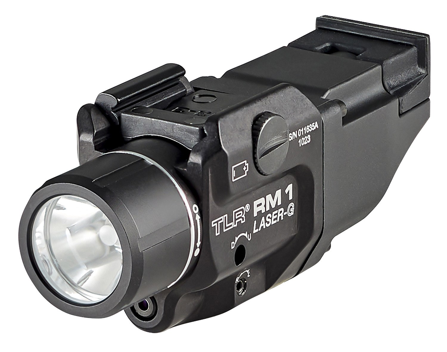 Streamlight 69444 TLR-1 RM with Laser Black Anodized Aluminum, 500 Lumens White LED Bulb/Green Laser, 210 Meters Beam, Picatinny Rail Mount