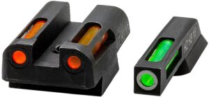 HiViz CZN421 LiteWave H3 Fiber-Optic Sight Set Green Tritium/White Outline with Litepipes Orange Fits CZ 75, 85, P-01