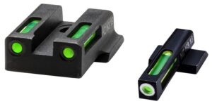 HiViz 9EZN321 LiteWave H3 Sight Set for S&W 9EZ Green Tritium White Outline Front Sight-Green Fiber Optic Rear Sight