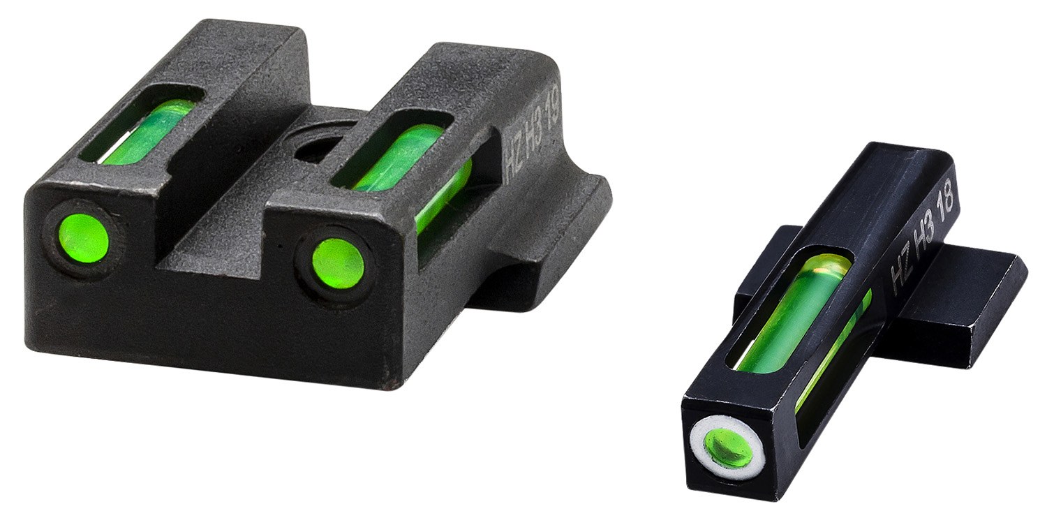 HiViz 9EZN321 LiteWave H3 Sight Set for S&W 9EZ Green Tritium White Outline Front Sight-Green Fiber Optic Rear Sight