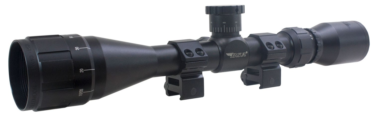 BSA 2239X40AOW Sweet 22 with Matte Black Finish, 3-9x 40mmAO, 30/30 Duplex Reticle, 1" Tube, 25 MOA Adjustable Size & Dovetail Mount Type Includes
