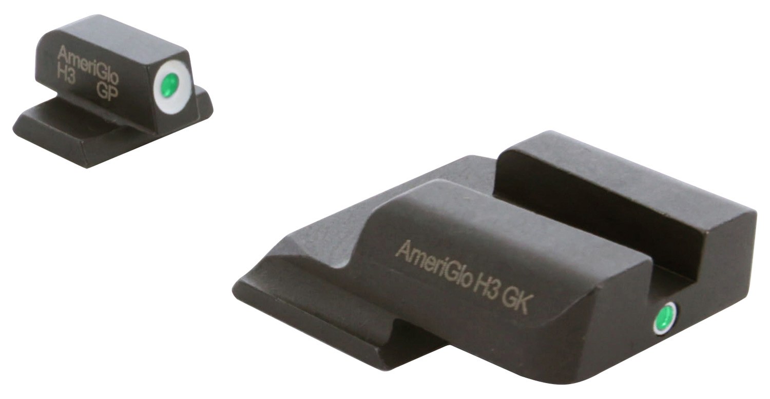 AmeriGlo SW141 I-Dot Sight Set for Smith & Wesson M&P Shield Green Tritium White Outline Front Sight-Green Tritium Rear Sight