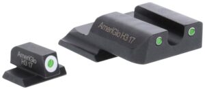 AmeriGlo SW145 Classic Tritium Set for Smith & Wesson M&P Shield Green Tritium White Outline Front Sight-Green Tritium White Outline Rear