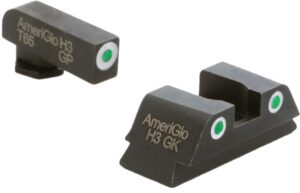 AmeriGlo GL430 Classic Tritium Sight Set for Glock Green Tritium White Outline Front Sight-Green Tritium White Outline Rear Sight