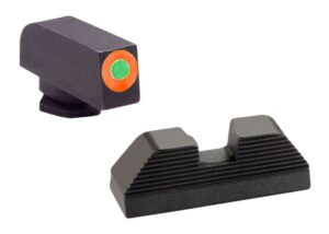 AmeriGlo GL436 Protector Sight Set for Glock Green Tritium Orange Outline Front Sight-Black Serrated Rear Sight