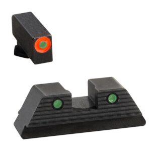 AmeriGlo GL817 Trooper Sight Set for Glock Green Tritium Orange Outline Front Sight-Green Tritium Black Outline Rear Sight