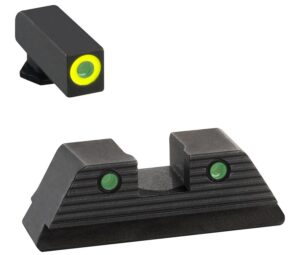 AmeriGlo GL821 Trooper Sight Set for Glock Green Tritium LumiGreen Outline Front Sight-Green Tritium Black Outline Rear Sight