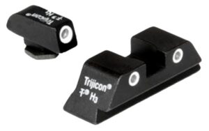 Trijicon 600227 Bright & Tough Night Sights Green/Tritium White Outline Front Sight-Green/Tritium White Outline Rear Sight Glock 20/21 Large Frame