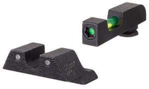 Trijicon 601106 DI Night Sight Set Green Tritium/Fiber Optic/Black Outline Front, Green Tritium Rear, Black Frame, Fits Glock 42/43/43X/48 Excludes