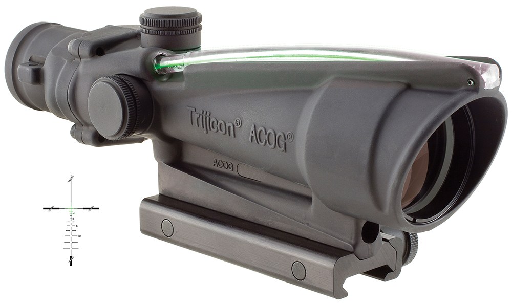 Trijicon 100161 ACOG Black Hardcoat Anodized 3.5x35mm Illuminated Green Crosshair .308/7.62 BDC Reticle