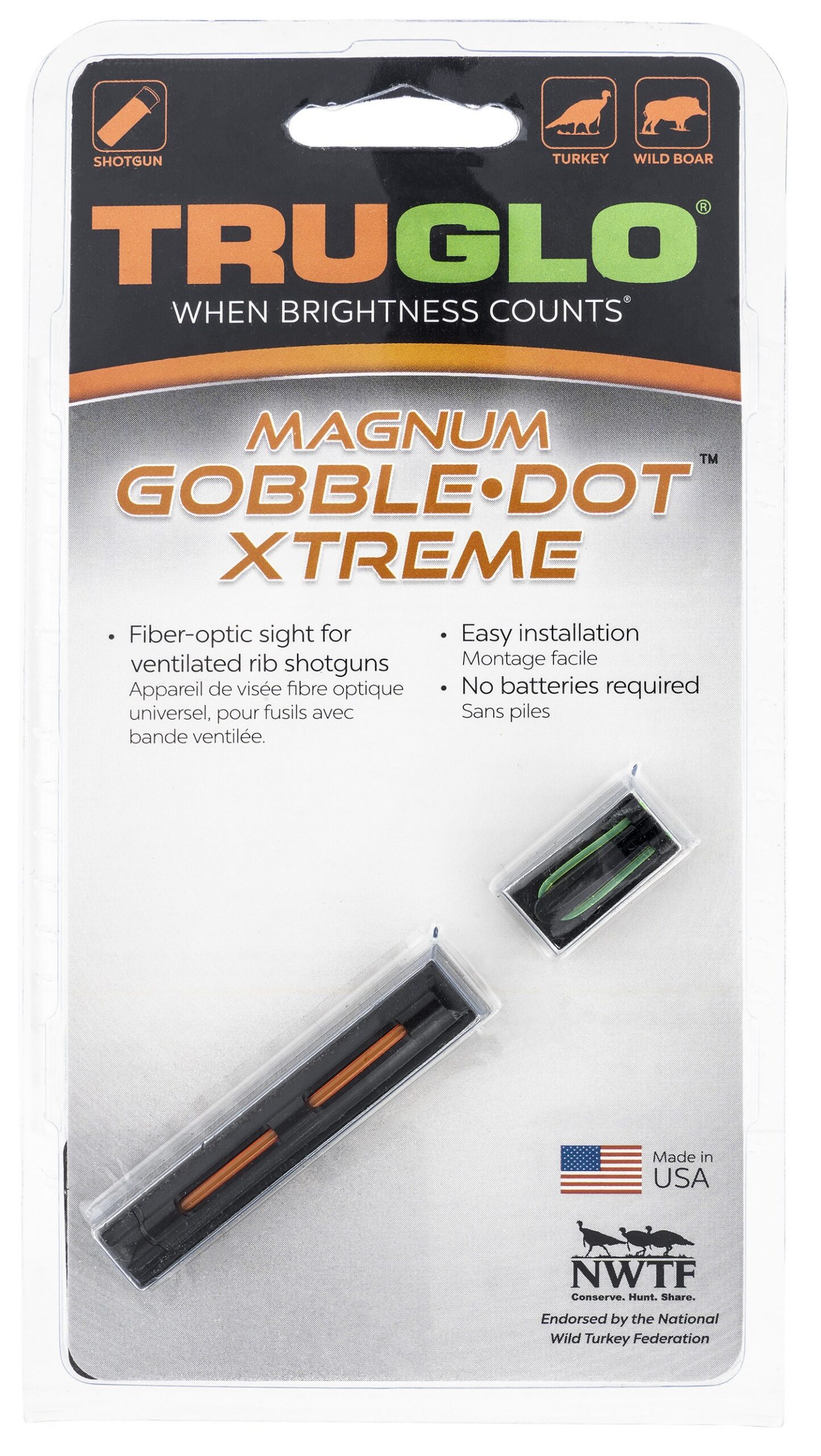 TruGlo TG941XA Magnum Gobble-Dot Xtreme Universal Shotgun Fiber Optic Red/Green .25" Rib