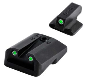 TruGlo TG231G1A Tritium Green Tritium Front & Rear/Black Nitride Fortress Frame, Compatible with Glock 42/43/43X/48 Except MOS, Front Post/Rear