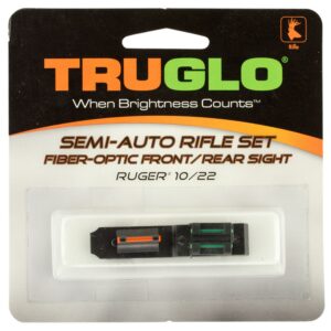 TruGlo TG111W Ruger 10/22 Fiber Optic Sight Set Black Red Front, Green Rear for Ruger 10/22 (Except Takedown)