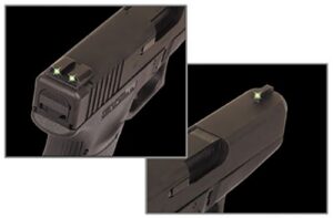 TruGlo TG231G1 Tritium Green Tritium Front & Rear/Black Nitride Fortress Frame, Compatible with Glock 9mm Luger/40 S&W, Front Post/Rear