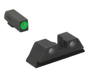 Meprolight USA 402243111 Hyper-Bright Sight Set Green Tritium/Black Frame Compatible with Glock 17/17L/19/22/23, Post/Dovetail Mount