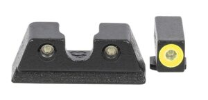 Meprolight Hyper-Bright Sights 402203121, Green Tritium, Yellow Front, Black Rear