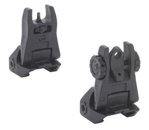 Meprolight USA 404100 FUBS Sight Set Black AR-15 Flip Up Green Tritium Front/Green Tritium Rear