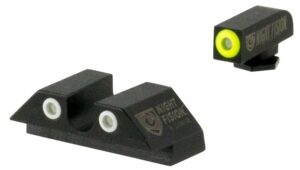 Night Fision GLK001007YGW Tritium Night Sights for Glock Green Tritium Yellow Outline Front Sight- Green Tritium White Outline Rear Sight Glock