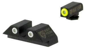 Night Fision GLK002007YGW Tritium Night Sights for Glock Green Tritium Yellow Outline Front Sight- Green Tritium White Outline Rear Sight Glock