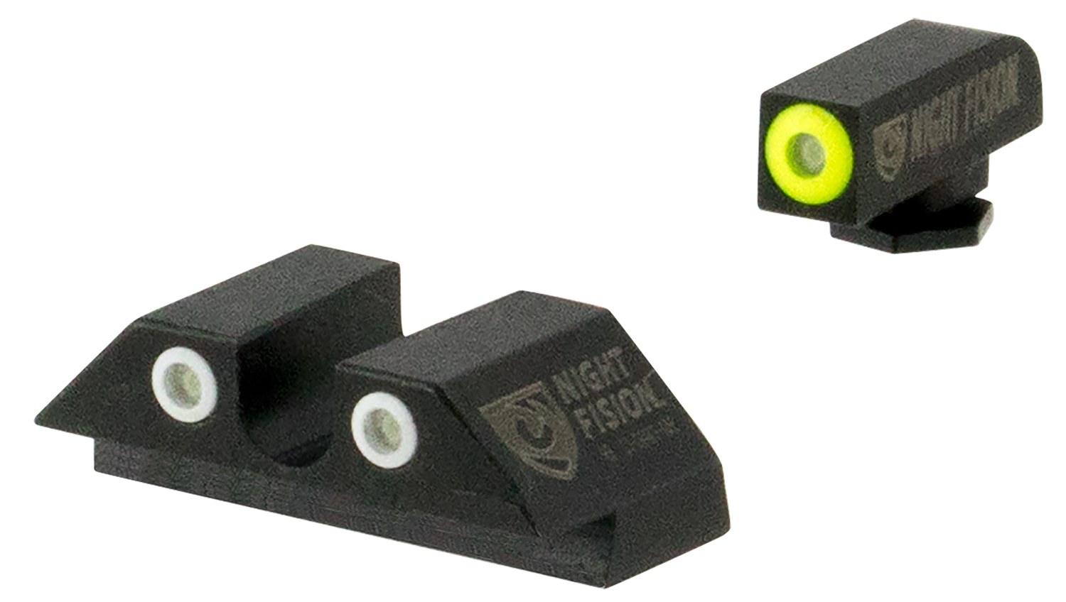 Night Fision GLK002007YGW Tritium Night Sights for Glock Green Tritium Yellow Outline Front Sight- Green Tritium White Outline Rear Sight Glock