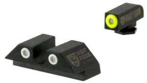 Night Fision GLK003007YGW Tritium Night Sights for Glock Green Tritium Yellow Outline Front Sight- Green Tritium White Outline Rear Sight Glock