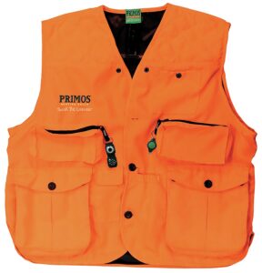 Primos 65705 Gunhunter's Hunting Vest 3XL Blaze Orange Features Compass & LED Light