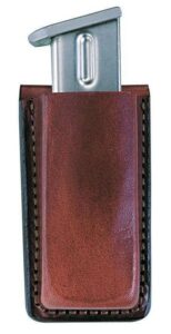 Bianchi 10737 Open Top Magazine Pouch Single Tan Leather Belt Clip Compatible with 9mm/40/ 45/380 Belts 1.75" Wide
