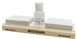 AccuSharp 023C Whetstone Combo Kit Fine, Coarse Natural Arkansas Stone Sharpener Includes Honing Oil