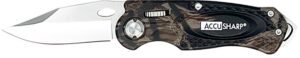 AccuSharp 704C Sport 3" Folding Plain Stainless Steel Blade/Camo Anodized Aluminum Handle Includes Belt Clip