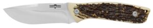 Camillus 19246 Western Crosstrail 4.25" Fixed Drop Point Plain Silver 420 Steel Titanium Bonded Blade, Stag/Antler Delrin Handle, Includes Belt