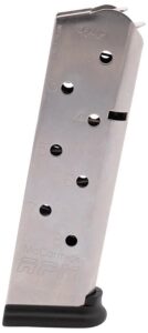 CMC Products 17130 Power Magazine Railed 8-Round 45 ACP Fits 1911 Government Stainless Steel with Black Base Pad
