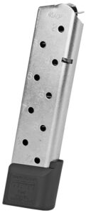 CMC Products 17150 Power Magazine Railed 10-Round 45 ACP Fits 1911 Government Stainless Steel with Black Base Pad