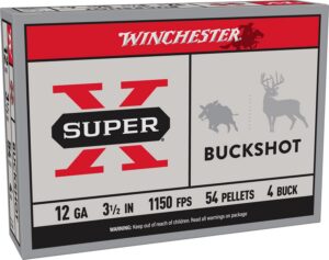 Winchester Ammunition Ammo XB12L4 Super X 12Gauge 3.50" 54Pellets 4Buck Shot 5 per Box/50 Case