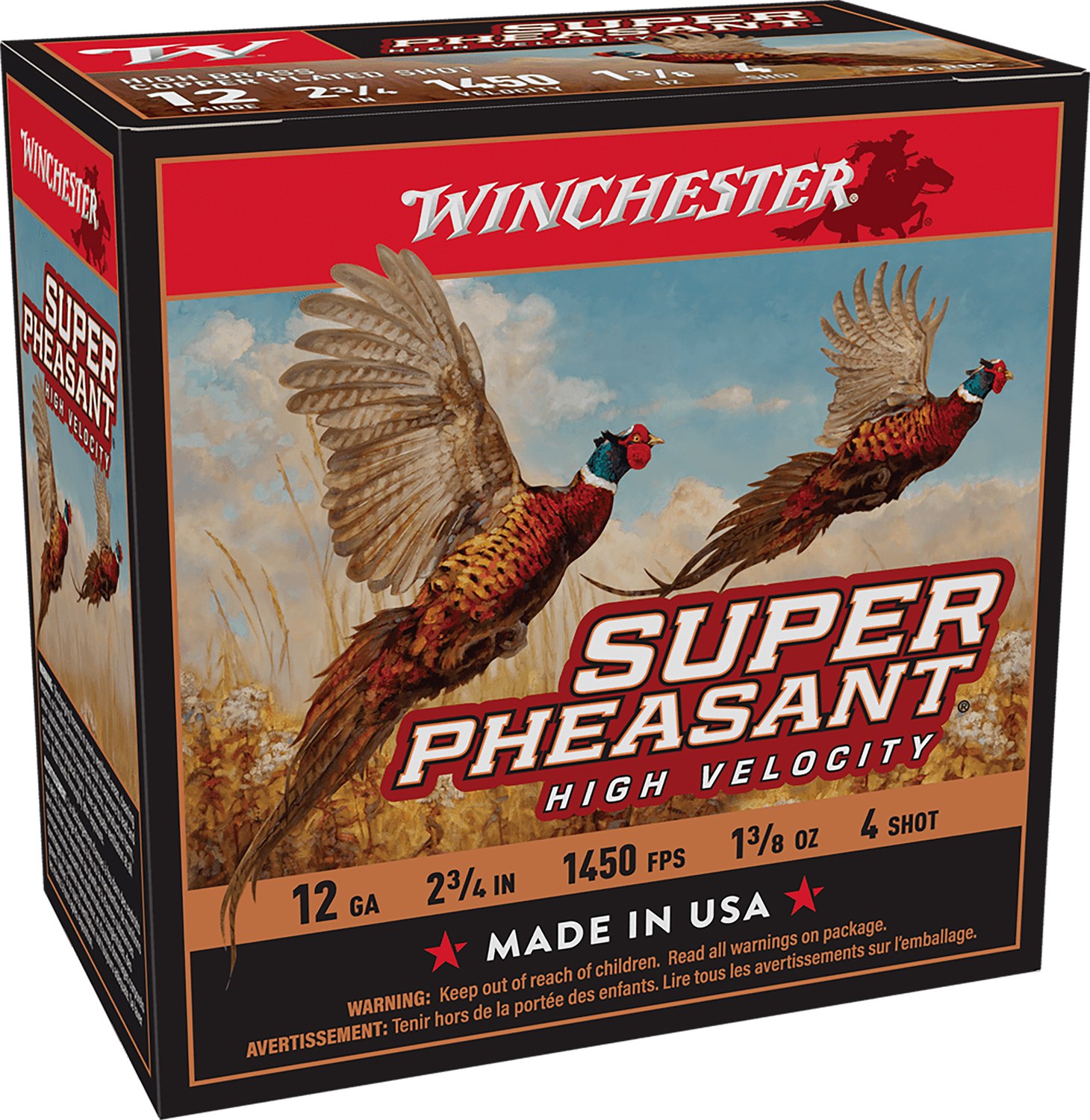 Winchester Ammunition Ammo X12PHV4 Super Pheasant High Velocity High Brass 12Gauge 2.75" 1 3/8oz 4Shot 25 per Box/10 Case