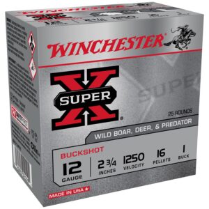 Winchester Ammunition Ammo XB121VP25 Super X 12Gauge 2.75" 16Pellets 1Buck Shot 25 per Box/10 Case *Value Pack