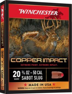 Winchester Ammunition Ammo X20CLF Copper Impact 20Gauge 2.75" 3/4oz Sabot Slug Shot 5 per Box/20 Case