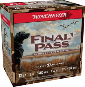 Winchester Ammunition Final Pass 12 Gauge 3” #1.5 & #Bb Shot Blend Shotgun Ammo Final Pass 12 Gauge 3'' 1-1/4OZ #1.5 & #Bb Shot Blend 25/BOX