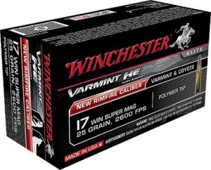 Winchester Ammunition Ammo S17W25 Varmint HE 17WSM 25gr Polymer Tip 50 per Box/10 Case
