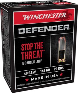 Winchester Ammunition Ammo S40SWPDB Defender 40S&W 165gr Bonded Jacket Hollow Point 20 per Box/10 Case