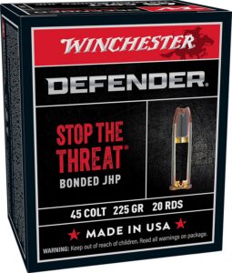 Winchester Ammunition Ammo S45CPDB Defender 45Colt 225gr Bonded Jacket Hollow Point 20 per Box/10 Case