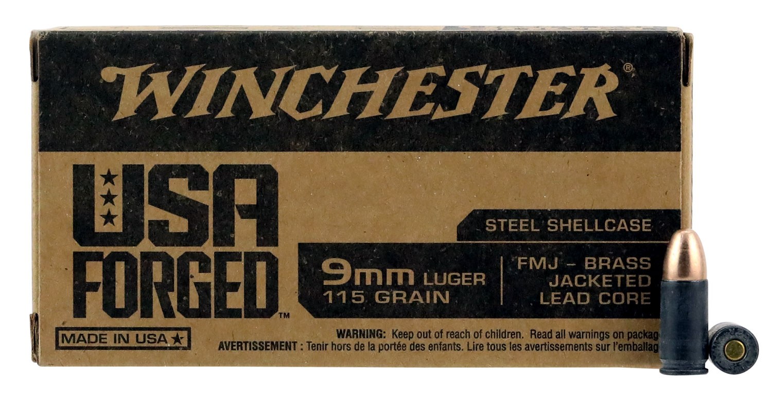 Winchester Ammunition Ammo WIN9SV USA Forged 9mmLuger 115gr Full Metal Jacket 50 per Box/10 Case