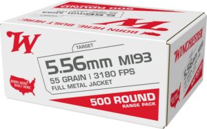 Winchester Ammunition Ammo WM193500 M193 5.56mm 55gr Full Metal Jacket 500 per Box/2 Case