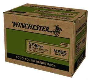 Winchester Ammunition Ammo WM8551000 USA M855 Green Tip 5.56x45mmNATO 62gr Full Metal Jacket 1000 per Box/1 Case *Sold by Case
