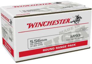 Winchester Ammunition Ammo WM193100 5.56mm 55gr Full Metal Jacket 100 per Box/10 Case